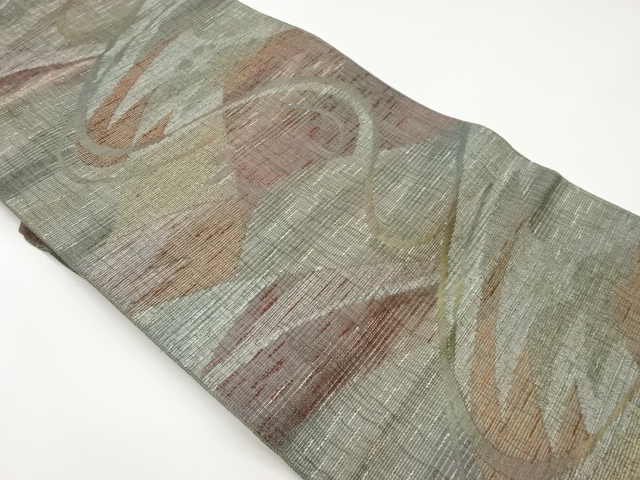 すくい織曲線に抽象模様織出し名古屋帯